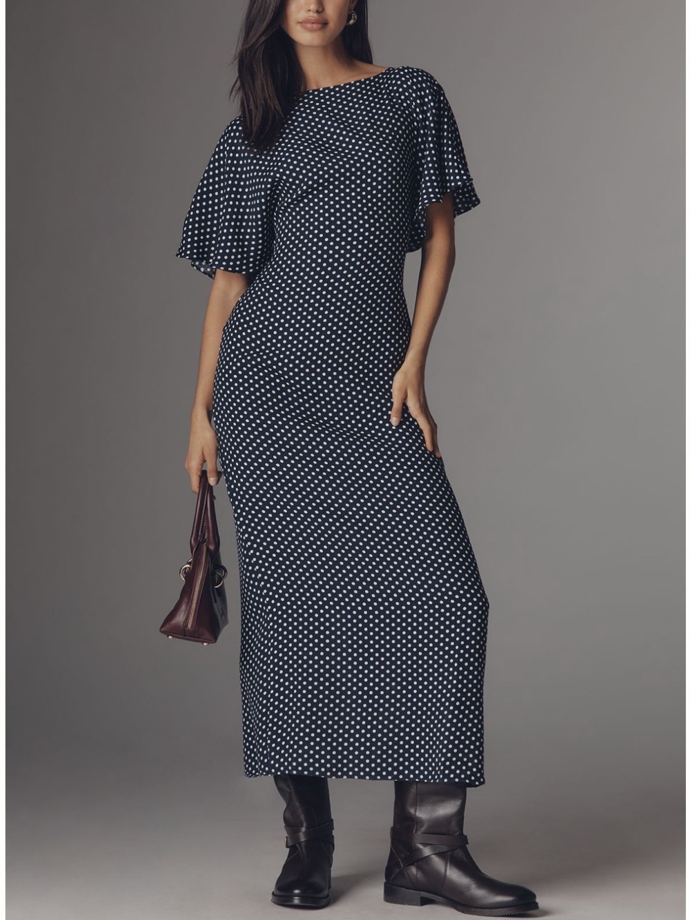 Reformation Navy and White Polka Dot Dress